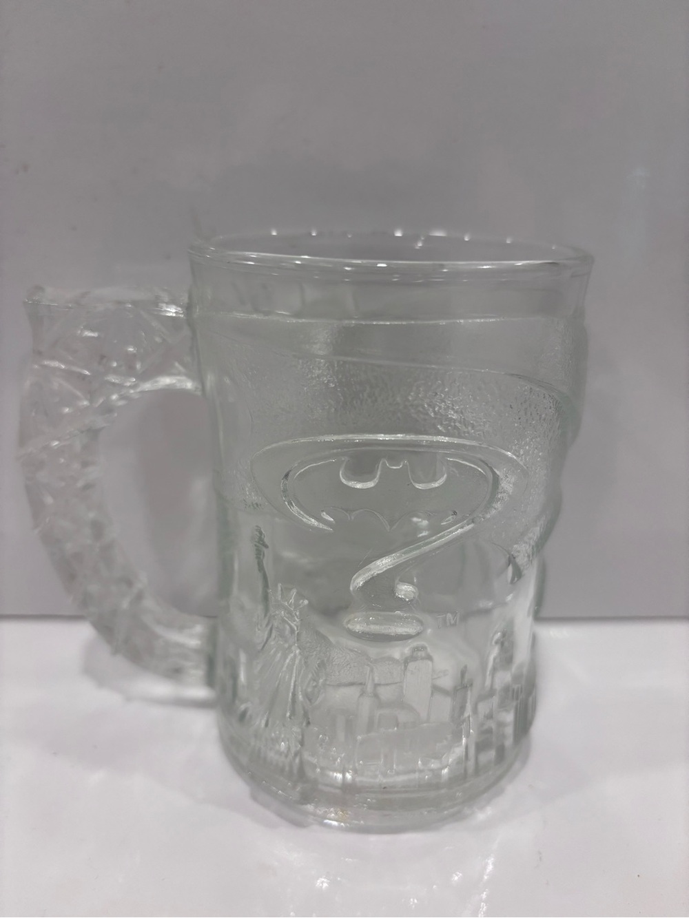 Vintage 1995 McDonald’s Batman Forever Embossed Glass Mug DC Comics